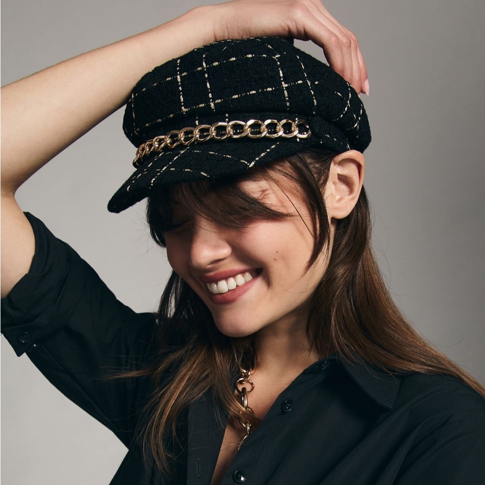 Eugenia Kim Black Wool baker boy cap
